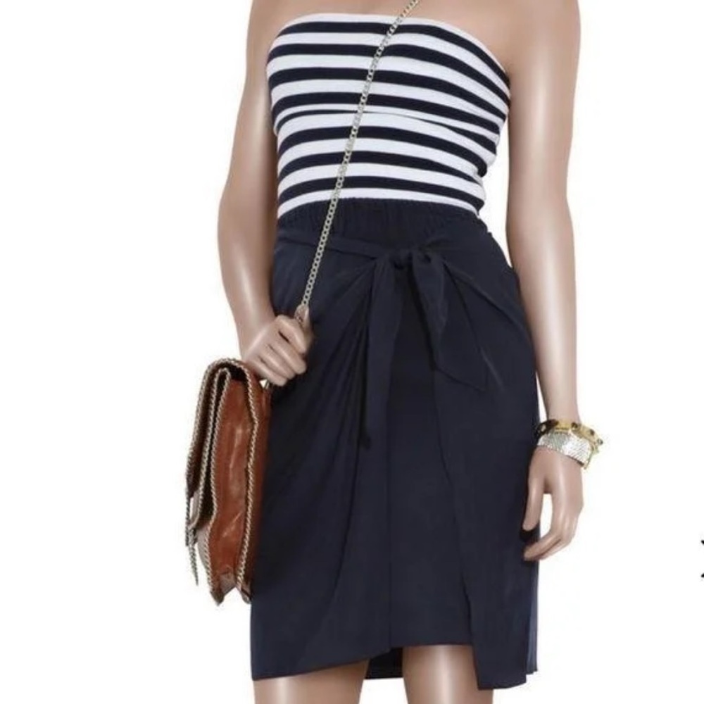 DKNY Black and White Strapless Mini Dress
